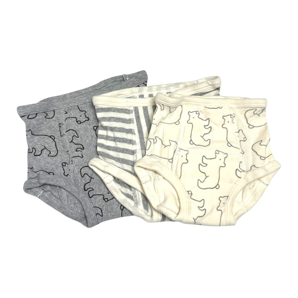 GAP Kids Polar Bear and Stripes Training Pants - Gray and Cream